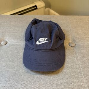 NIKE Navy Blue INFANT Ball CAP Hat WHITE LOGO Toddler ADJUSTABLE